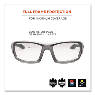 Skullerz Odin Safety Glasses, Gray Frame/Clear Lens, Anti-Fog, Nylon/Polycarb, Ships in 1-3 Business Days
