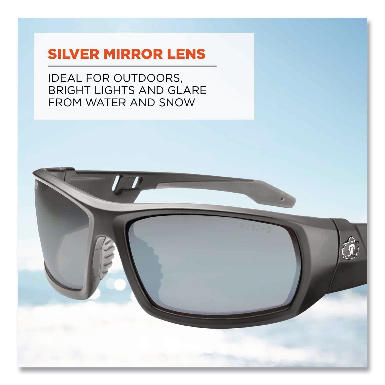 Skullerz Odin Safety Glasses, Matte Black Frame/Silver Lens, Nylon/Polycarb, Ships in 1-3 Business Days
