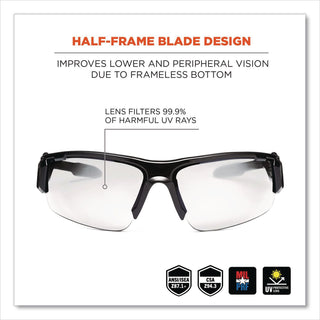 Skullerz Dagr Safety Glasses, Black Frame/Clear Lens, Nylon/Polycarb