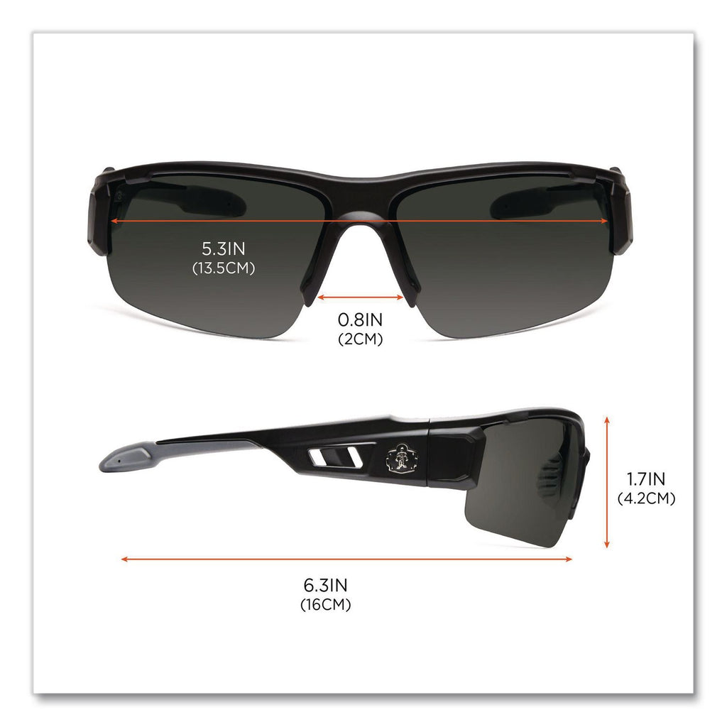 Skullerz Dagr Safety Glasses, Black Frame/Smoke Lens, Nylon/Polycarb