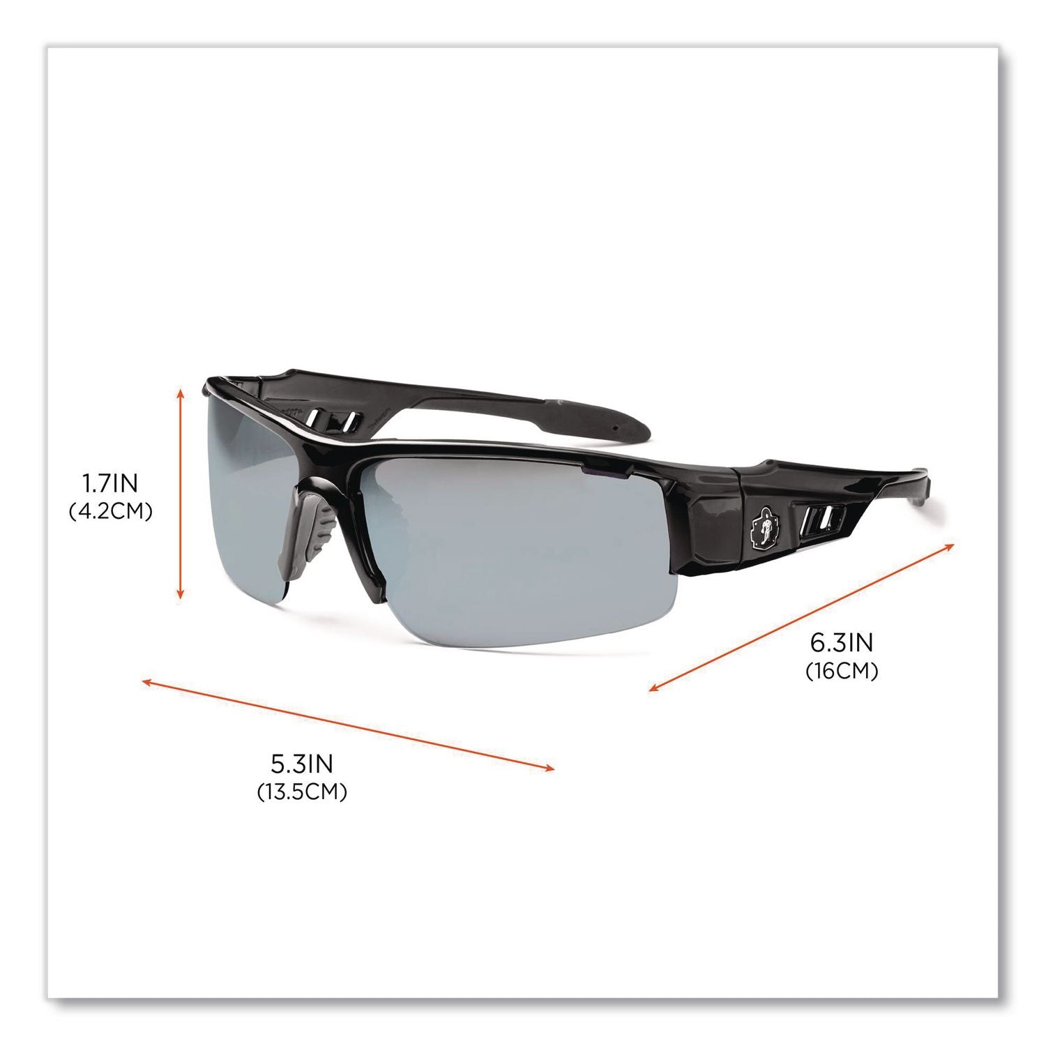 Skullerz Dagr Safety Glasses, Black Frame/Silver Lens, Nylon/Polycarb, Ships in 1-3 Business Days