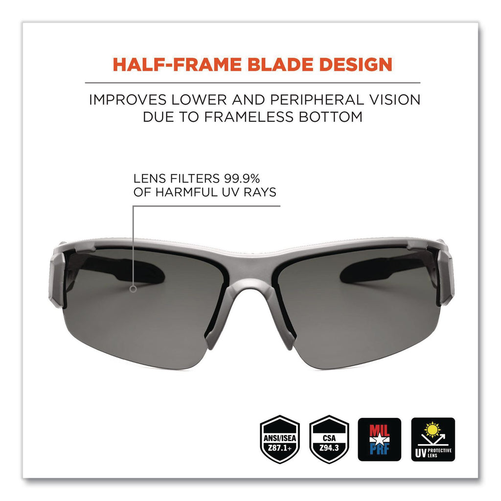 Skullerz Dagr Safety Glasses, Matte Gray Frame/Smoke Lens, Nylon/Polycarb, Ships in 1-3 Business Days