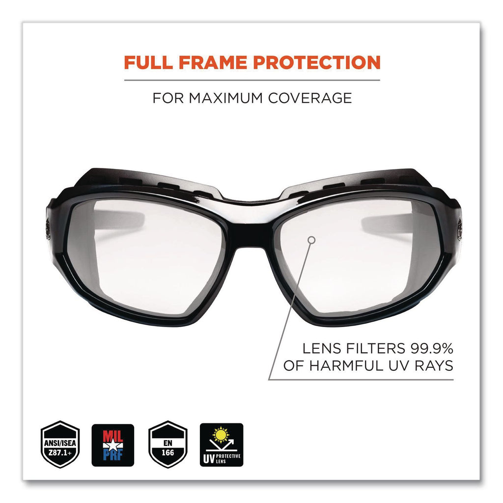 Skullerz Loki Safety Glasses/Goggles, Black Frame/Clear Lens, Nylon/Polycarb