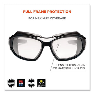 Skullerz Loki Safety Glasses/Goggles, Black Frame/Clear Lens, Nylon/Polycarb
