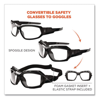 Skullerz Loki Safety Glasses/Goggles, Black Frame/Clear Lens, Nylon/Polycarb