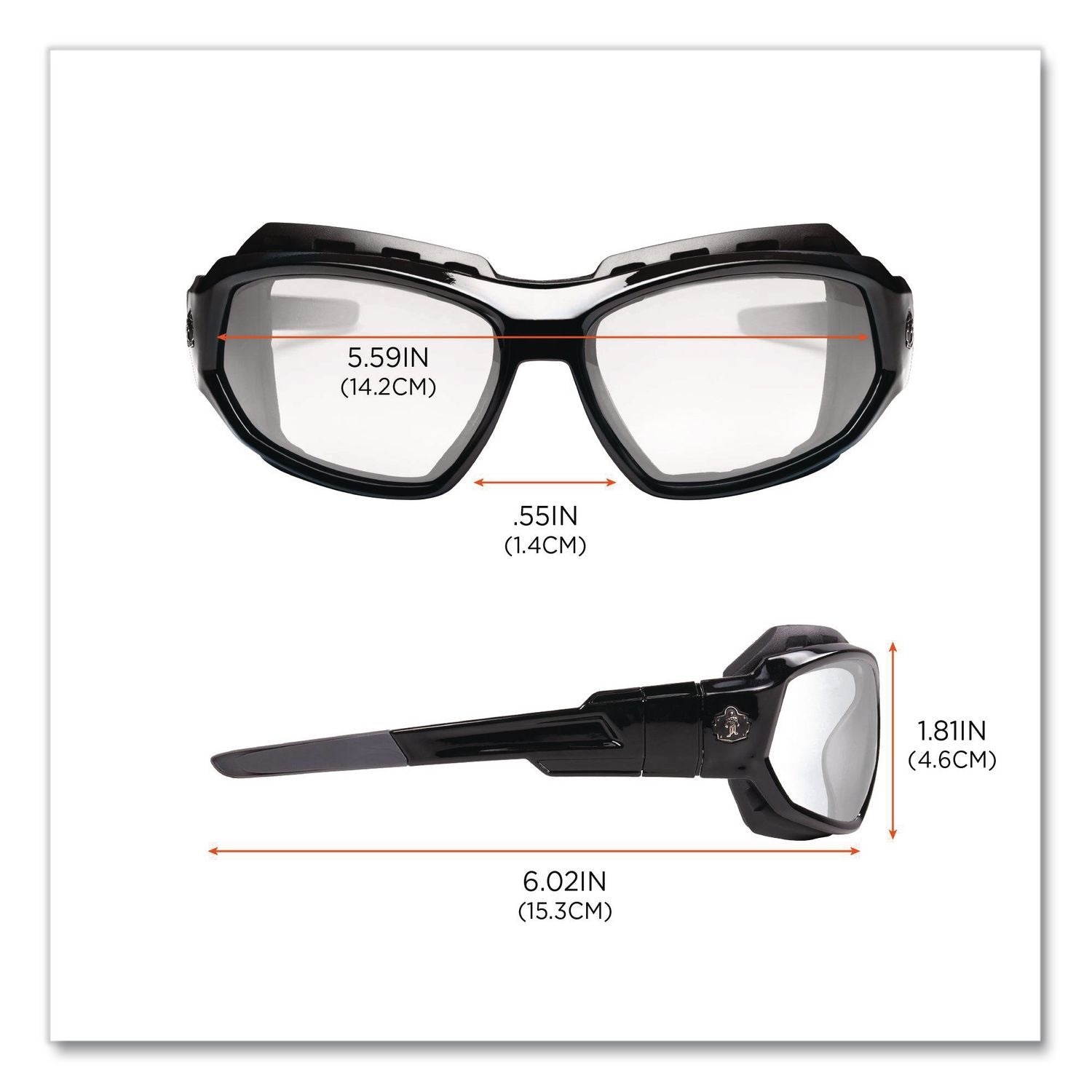 Skullerz Loki Safety Glasses/Goggles, Black Frame/Clear Lens, Nylon/Polycarb