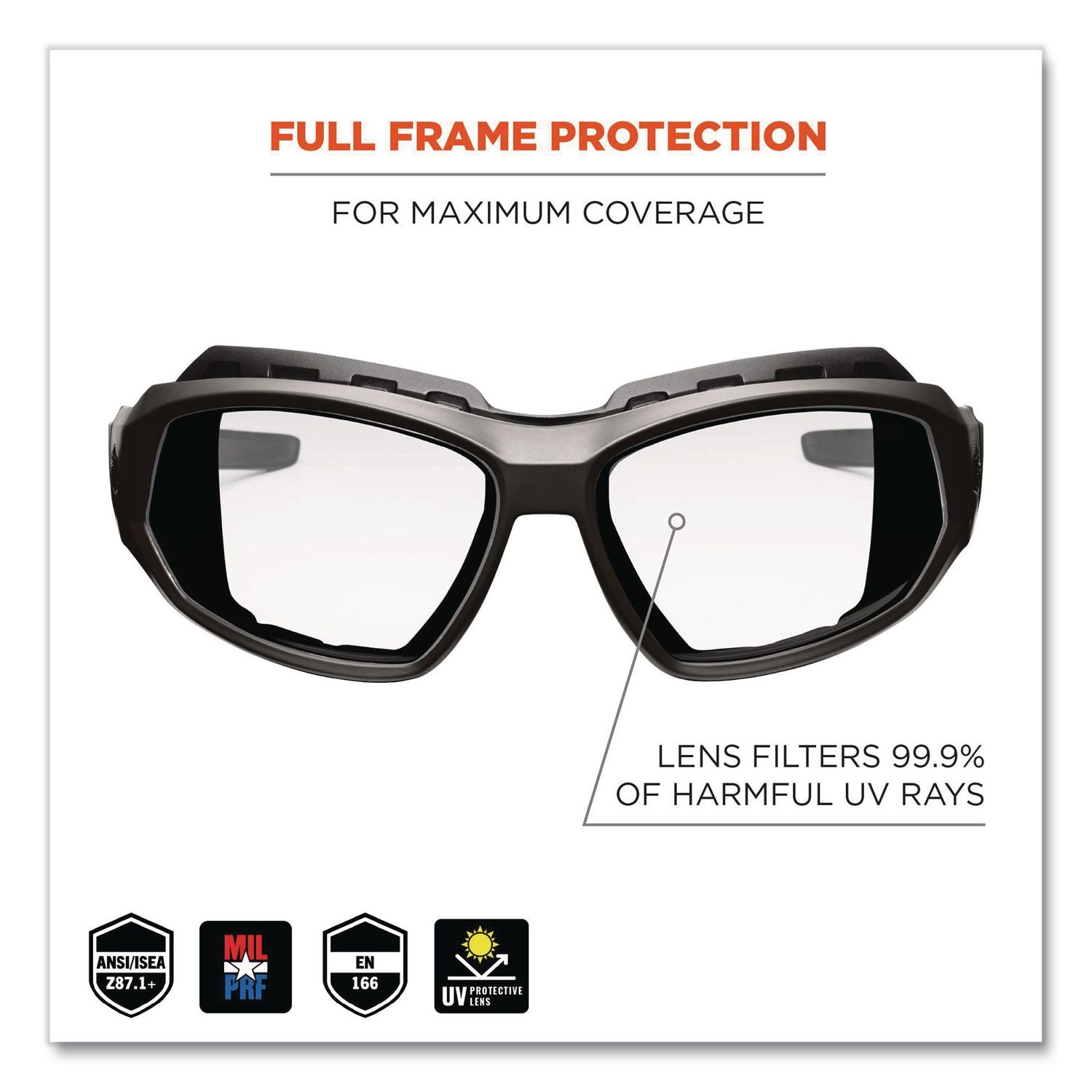 Skullerz Loki Safety Glass/Goggle, Black Frame/Clear Lens, AF, Nylon/Polycarb, Ships in 1-3 Business Days