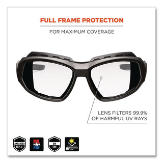 Skullerz Loki Safety Glass/Goggle, Black Frame/Clear Lens, AF, Nylon/Polycarb, Ships in 1-3 Business Days