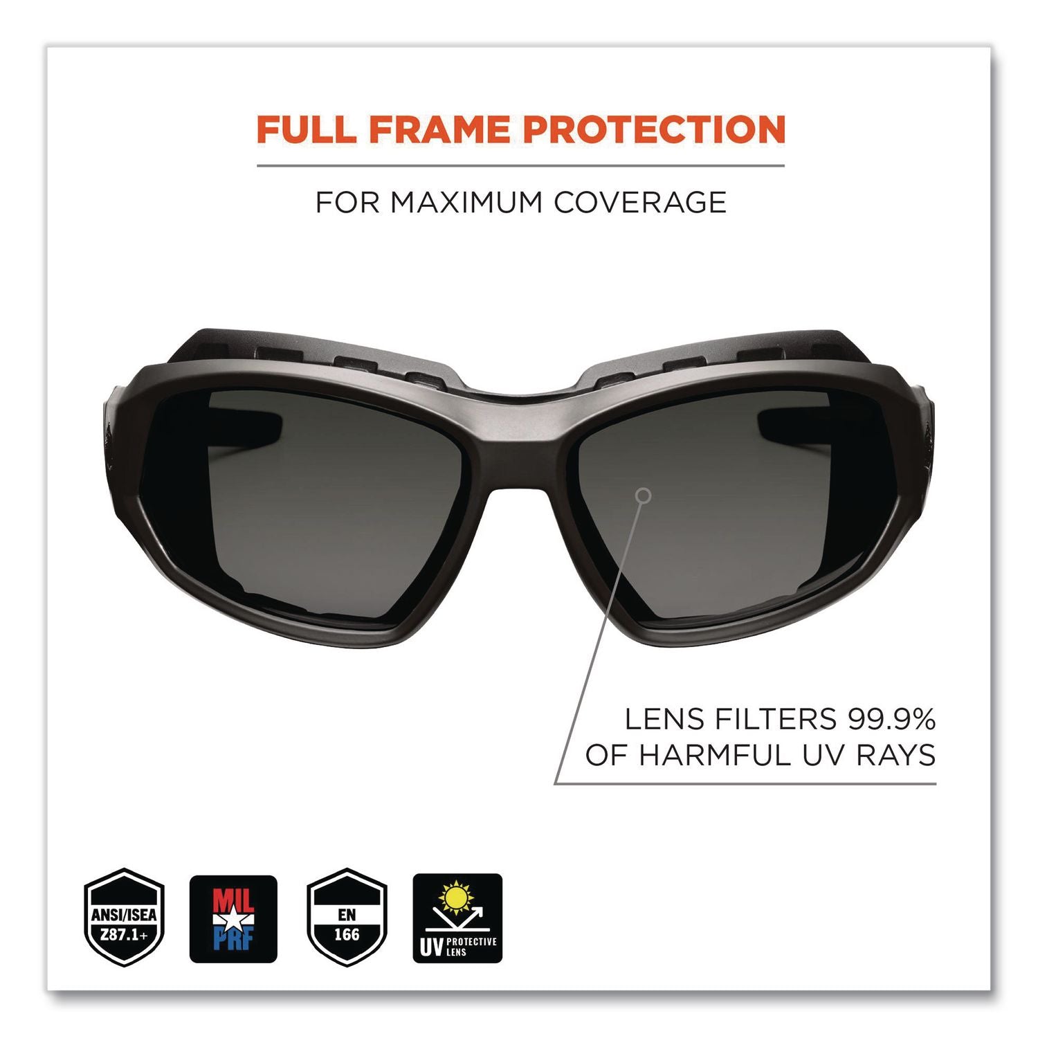 Skullerz Loki Safety Glass/Goggle, Black Frame/Smoke Lns, Anti-fog, Nylon/Polycarb, Ships in 1-3 Business Days