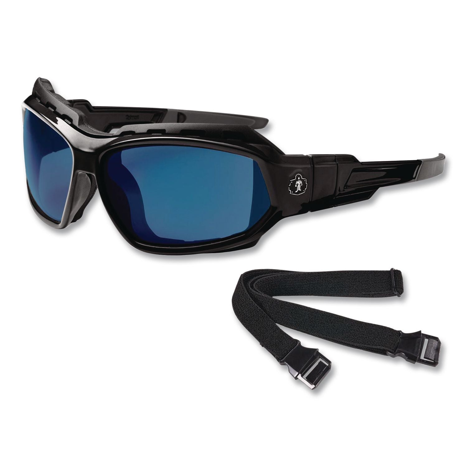 Skullerz Loki Safety Glass/Goggle, Black Frame/Blue Mirror Lens, Nylon/Polycarb, Ships in 1-3 Business Days