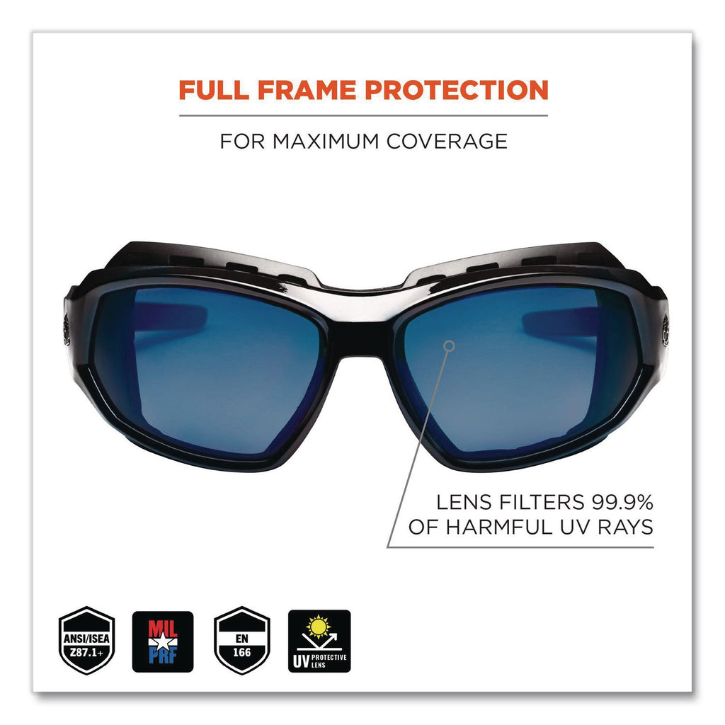 Skullerz Loki Safety Glass/Goggle, Black Frame/Blue Mirror Lens, Nylon/Polycarb, Ships in 1-3 Business Days