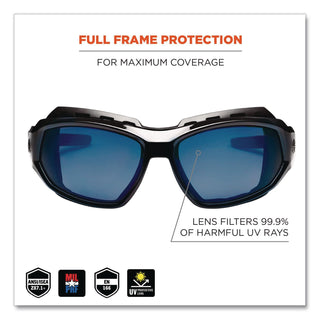 Skullerz Loki Safety Glass/Goggle, Black Frame/Blue Mirror Lens, Nylon/Polycarb, Ships in 1-3 Business Days