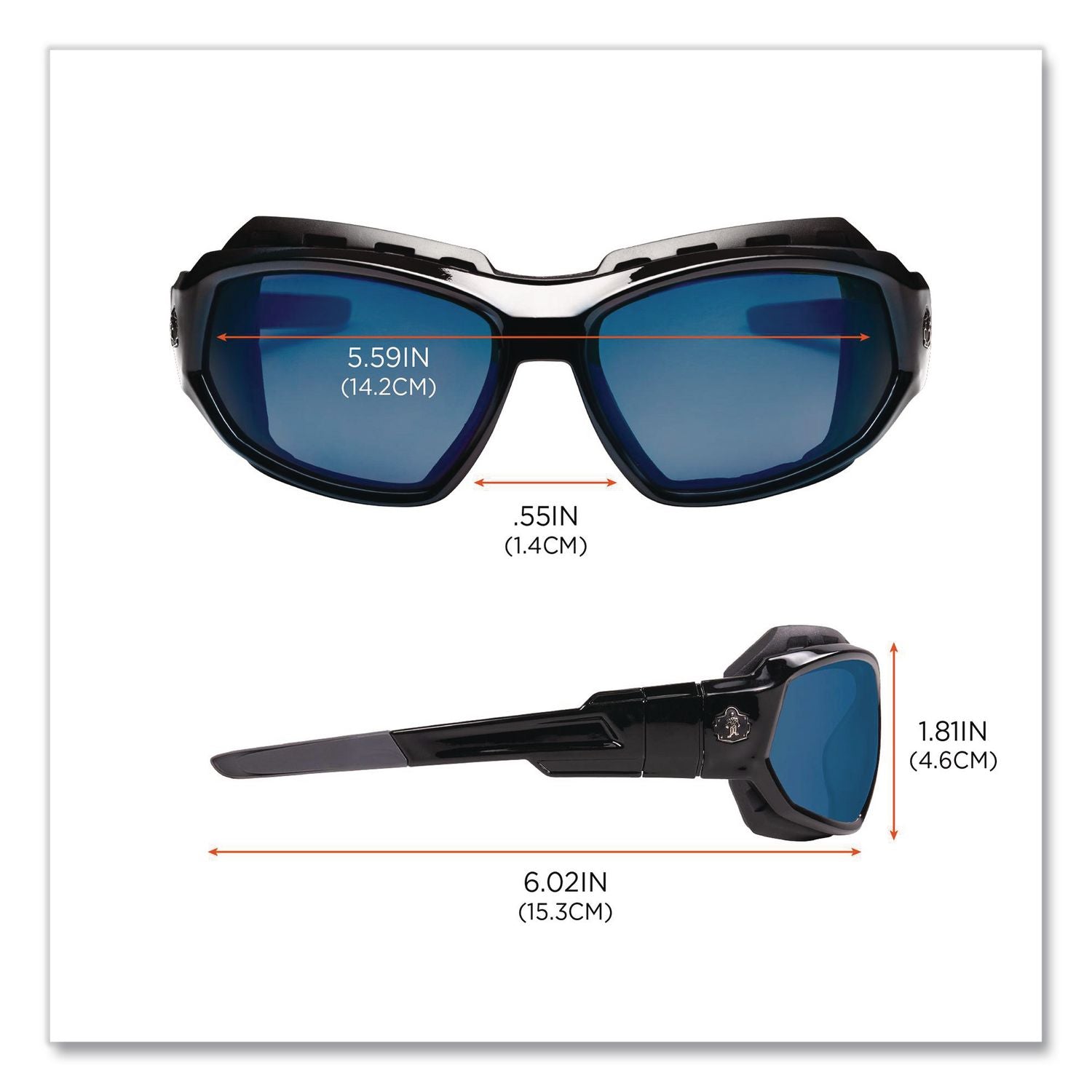 Skullerz Loki Safety Glass/Goggle, Black Frame/Blue Mirror Lens, Nylon/Polycarb, Ships in 1-3 Business Days