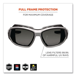 Skullerz Loki Safety Glass/Goggle, Matte Gray Frame/Smoke Lns, Fenlon/Polycarb, Ships in 1-3 Business Days