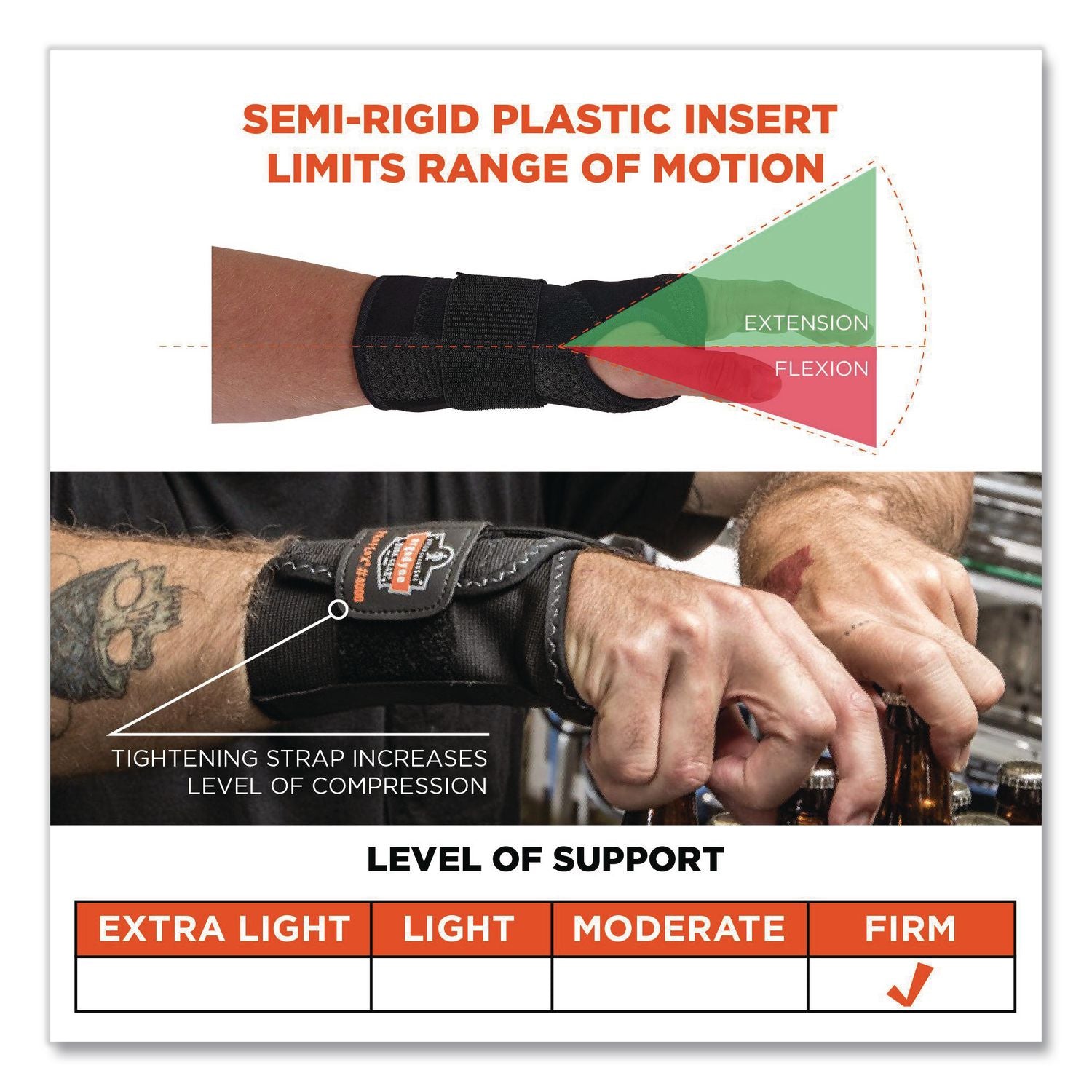 ProFlex 4000 Wrist Support, X-Large (8"+), Fits Right-Hand, Black, Ships in 1-3 Business Days