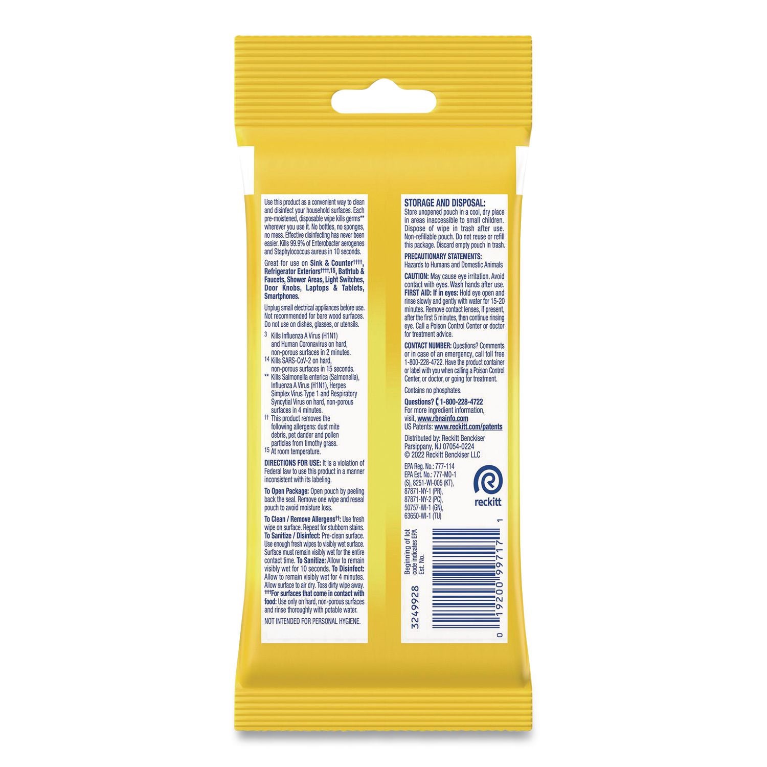 Disinfecting Wipes Flatpacks, 1-Ply, 6.69 x 7.87, Lemon and Lime Blossom, White, 15 Wipes/Flat Pack, 24 Flat Packs/Carton