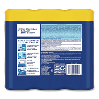 Disinfecting Wipes, 7 x 8, Lemon and Lime Blossom, 35/Canister, 3/Pack, Sold as 1 Package