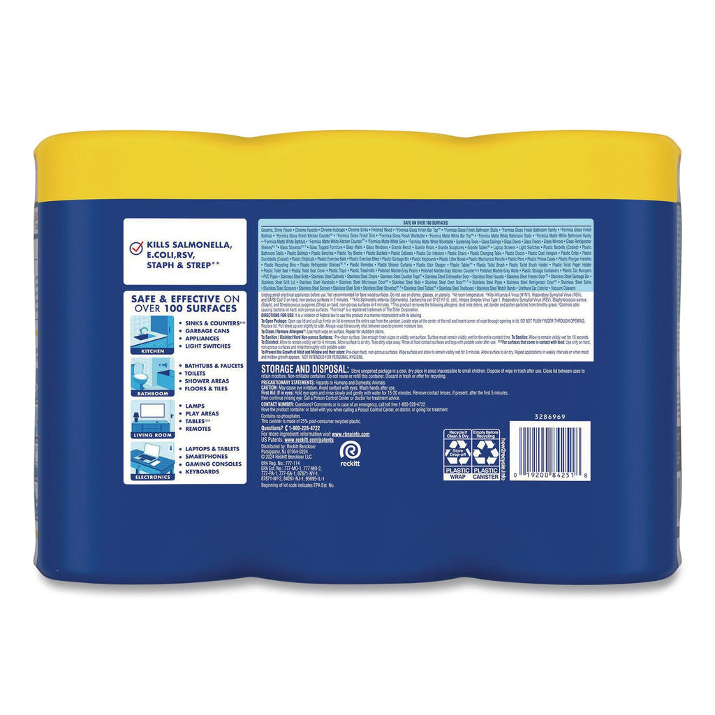 Disinfecting Wipes, 7 x 8, Lemon and Lime Blossom, 80/Canister, 3/Pack, Sold as 1 Package