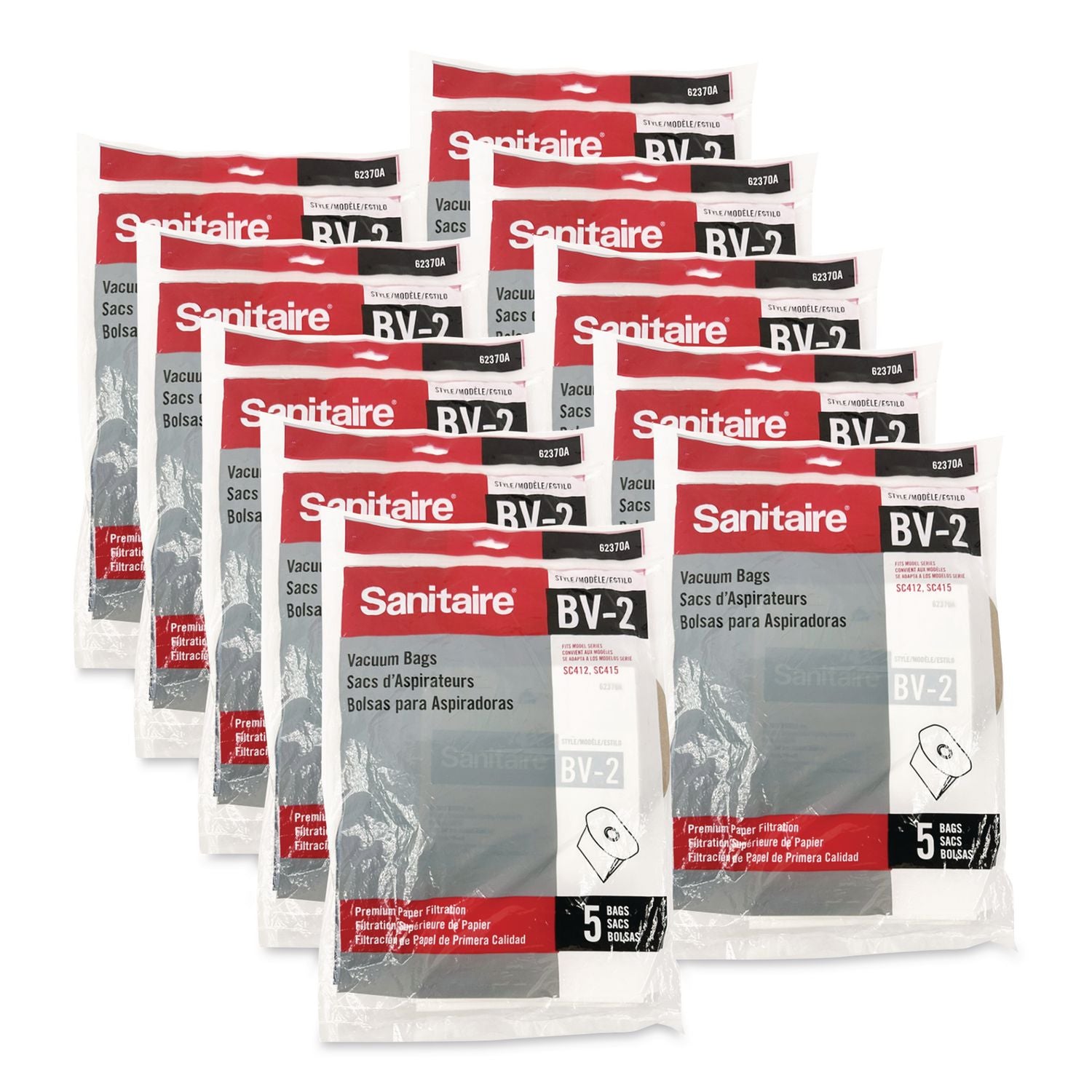 Disposable Dust Bags for Sanitaire Commercial Backpack Vacuum, 5/Pack, 10 Packs/Carton