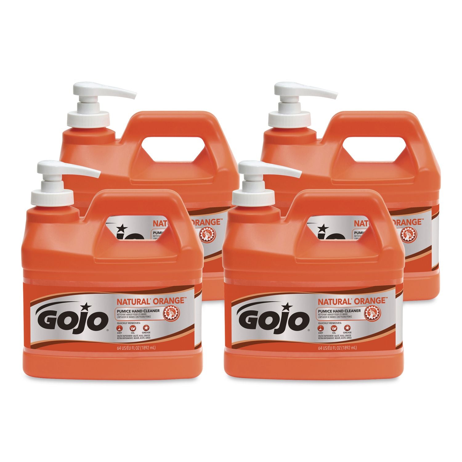 NATURAL ORANGE Pumice Hand Cleaner, Citrus, 0.5 gal Pump Bottle, 4/Carton