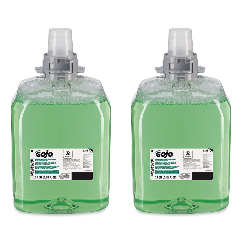 Green Certified Foam Hair and Body Wash, Cucumber Melon, 2,000 mL Refill, 2/Carton