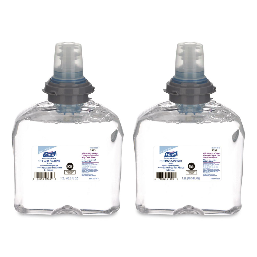 Advanced Hand Sanitizer E3-Rated Foam, 1,200 mL Refill, Fragrance-Free, 2/Carton