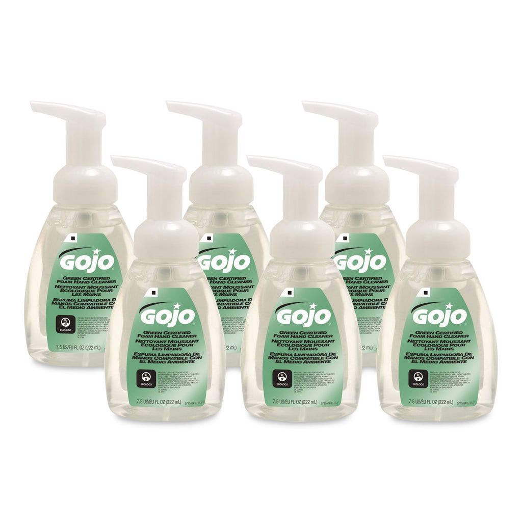 Green Certified Foam Soap, Fragrance-Free, 7.5 oz Pump Bottle, 6/Carton