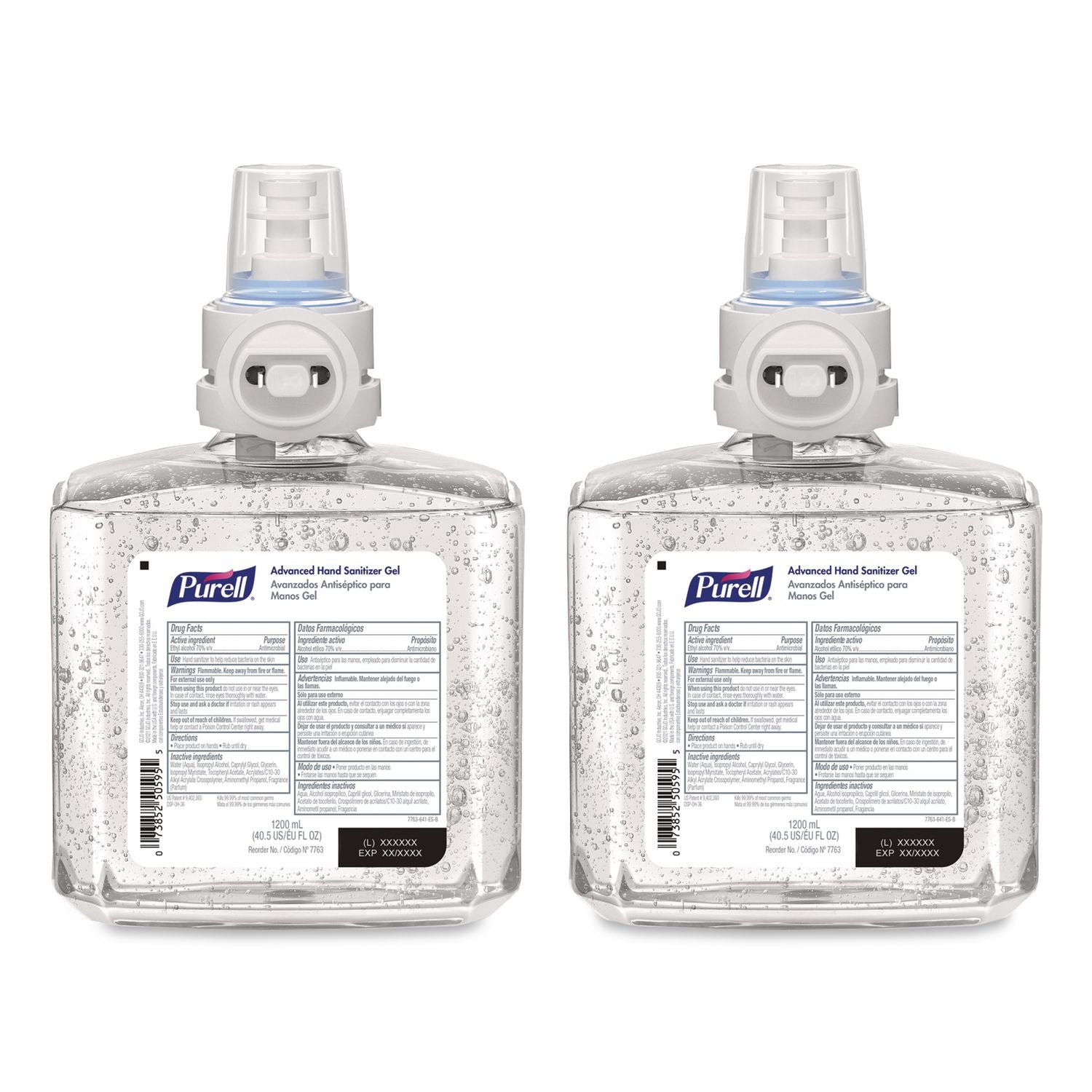 Advanced Hand Sanitizer Gel Refill, 1,200 mL, Clean Scent, For ES8 Dispensers, 2/Carton