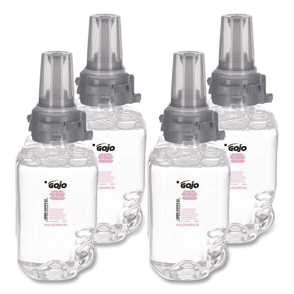 Clear and Mild Foam Handwash Refill, For ADX-7 Dispenser, Fragrance-Free, 700 mL, Clear, 4/Carton