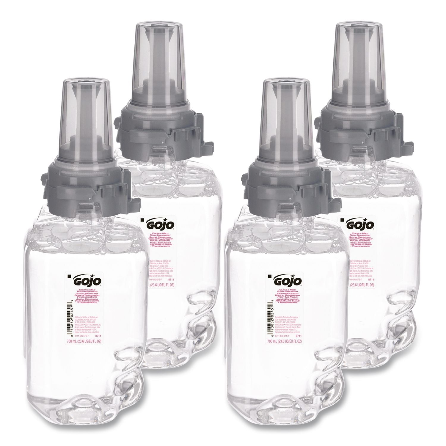 Clear and Mild Foam Handwash Refill, For ADX-7 Dispenser, Fragrance-Free, 700 mL, Clear, 4/Carton