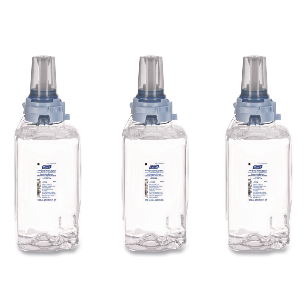 Advanced Hand Sanitizer Green Certified Foam Refill, For ADX-12 Dispensers, 1,200 mL, Fragrance-Free, 3/Carton