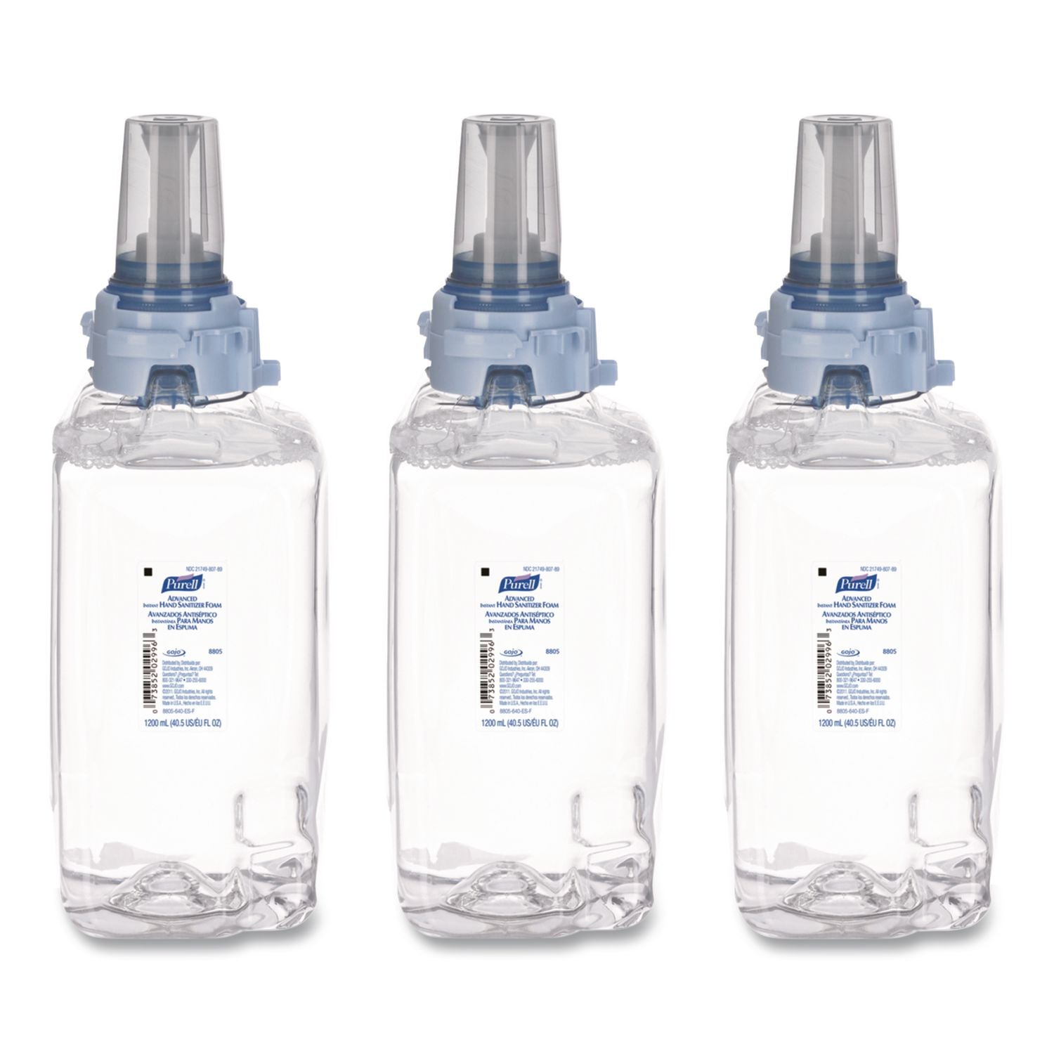 Advanced Hand Sanitizer Foam, For ADX-12 Dispensers, 1,200 mL Refill, Fragrance-Free, 3/Carton