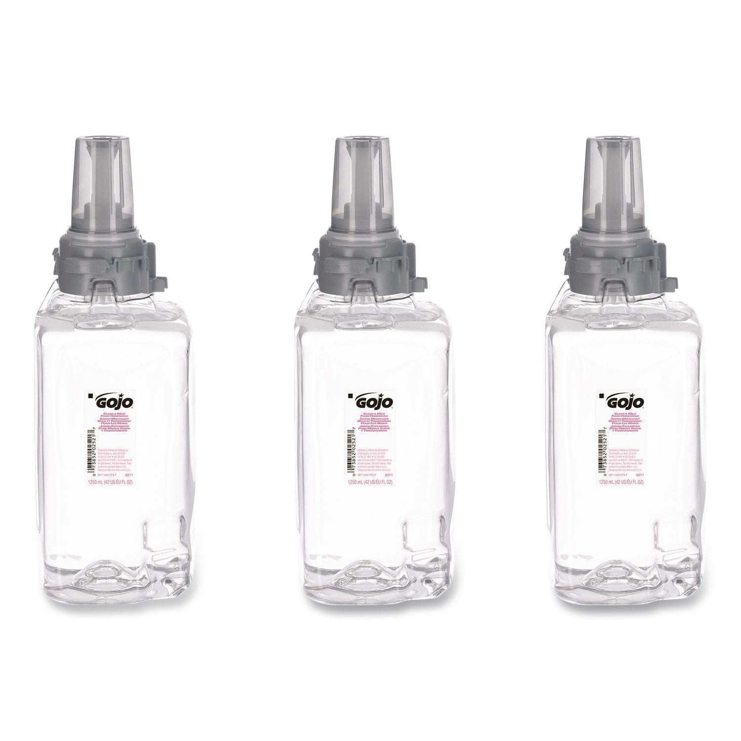 Clear and Mild Foam Handwash Refill, For ADX-12 Dispenser, Fragrance-Free, 1,250 mL Refill, 3/Carton