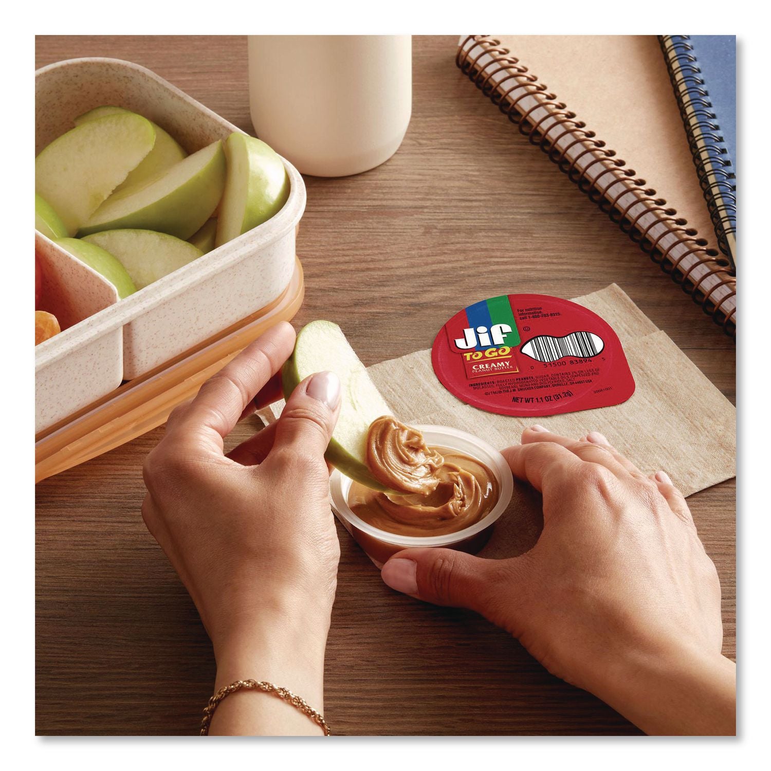 Spreads, Creamy Peanut Butter, 1.5 oz Cup, 8/Box