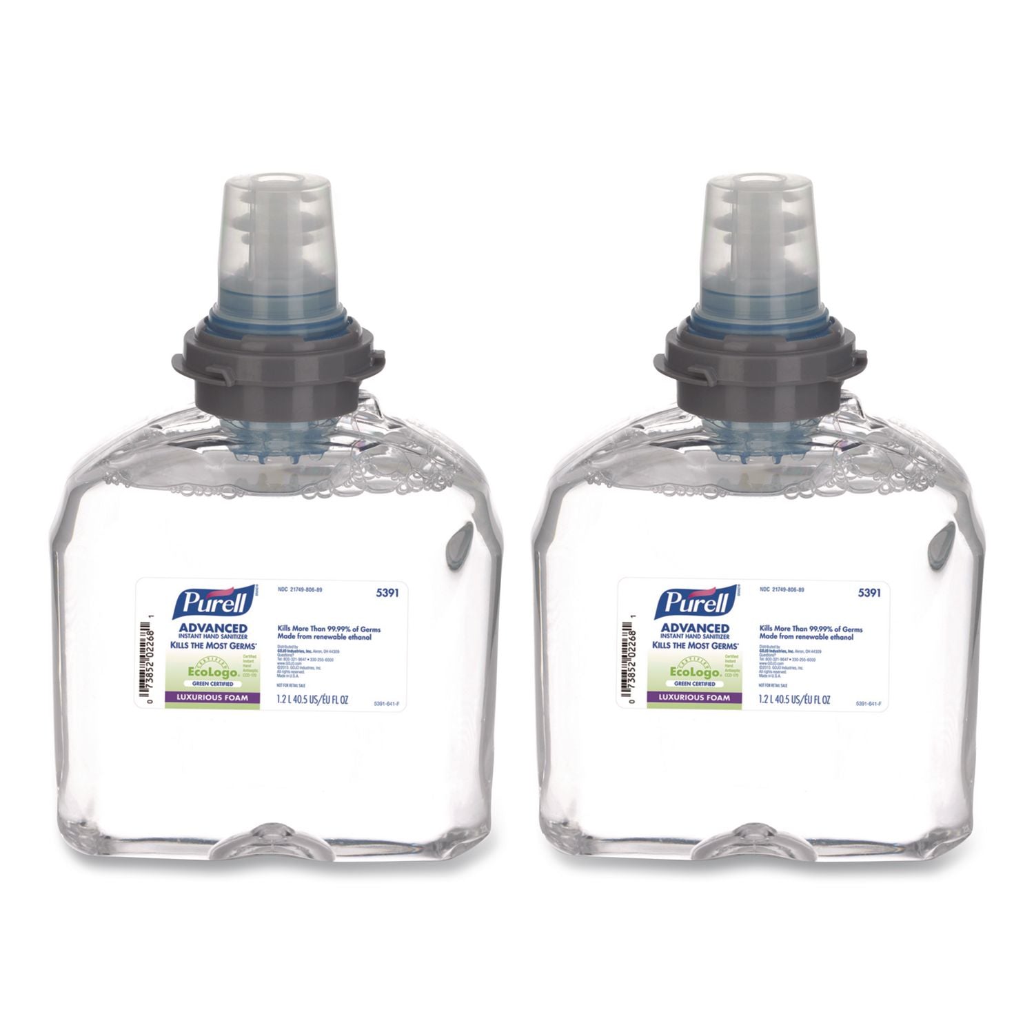 Advanced Hand Sanitizer Green Certified TFX Refill, Foam, 1,200 mL, Fragrance-Free, 2/Carton
