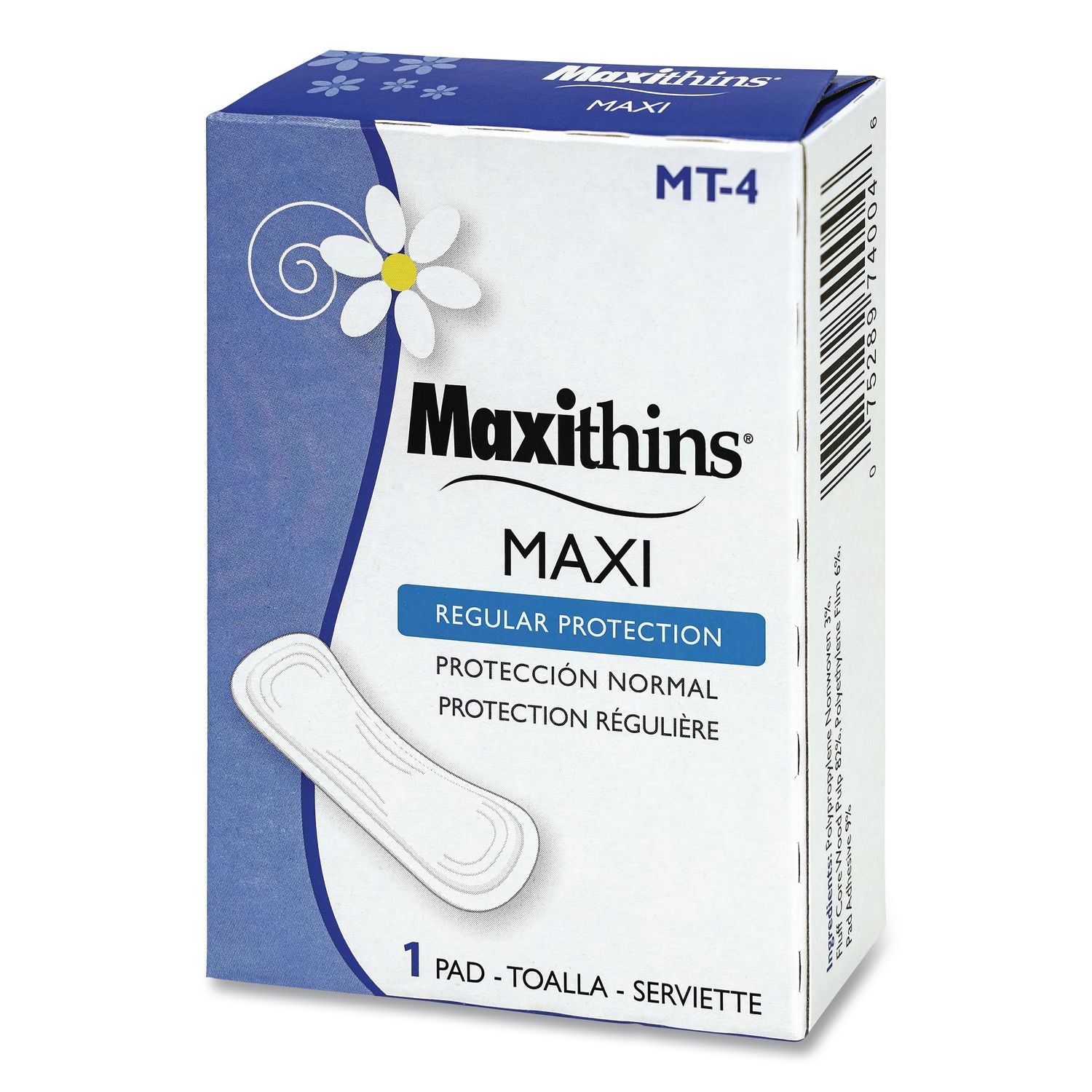 Maxithins Vended Sanitary Napkins #4, Maxi, 100 Individually Boxed Napkins/Carton