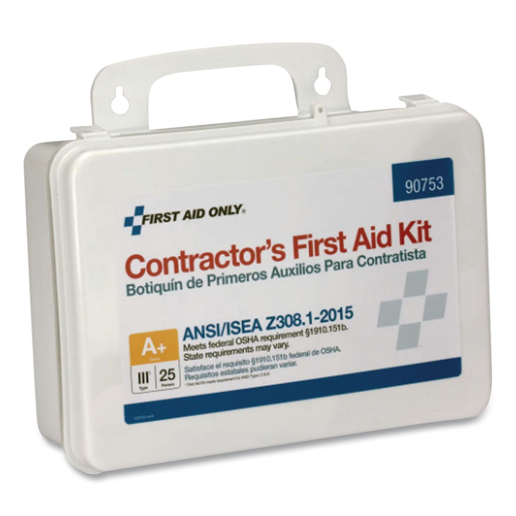 Contractor ANSI Class A+ First Aid Kit for 25 People, 128 Pieces, Plastic Case