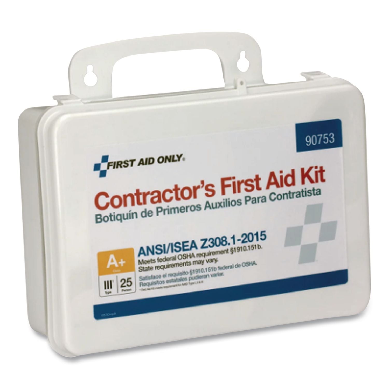 Contractor ANSI Class A+ First Aid Kit for 25 People, 128 Pieces, Plastic Case