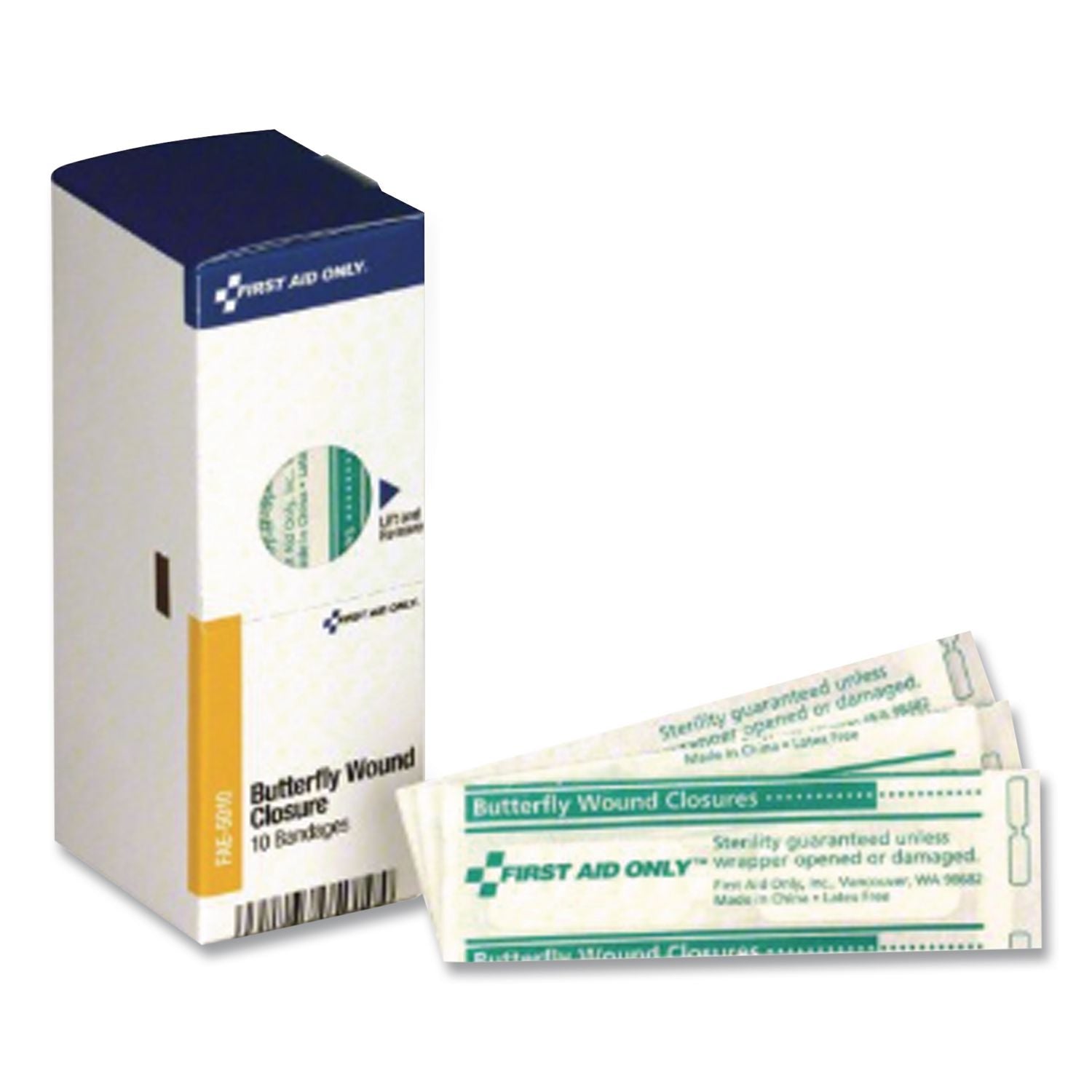 First Aid Only Butterfly Wound Closure Bandages - 10/Box - White