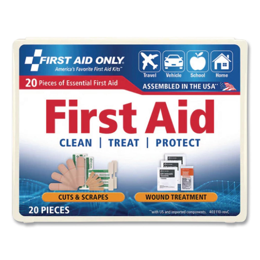All-Purpose First Aid Kit, 21 Pieces, 4.75 x 3, Plastic Case