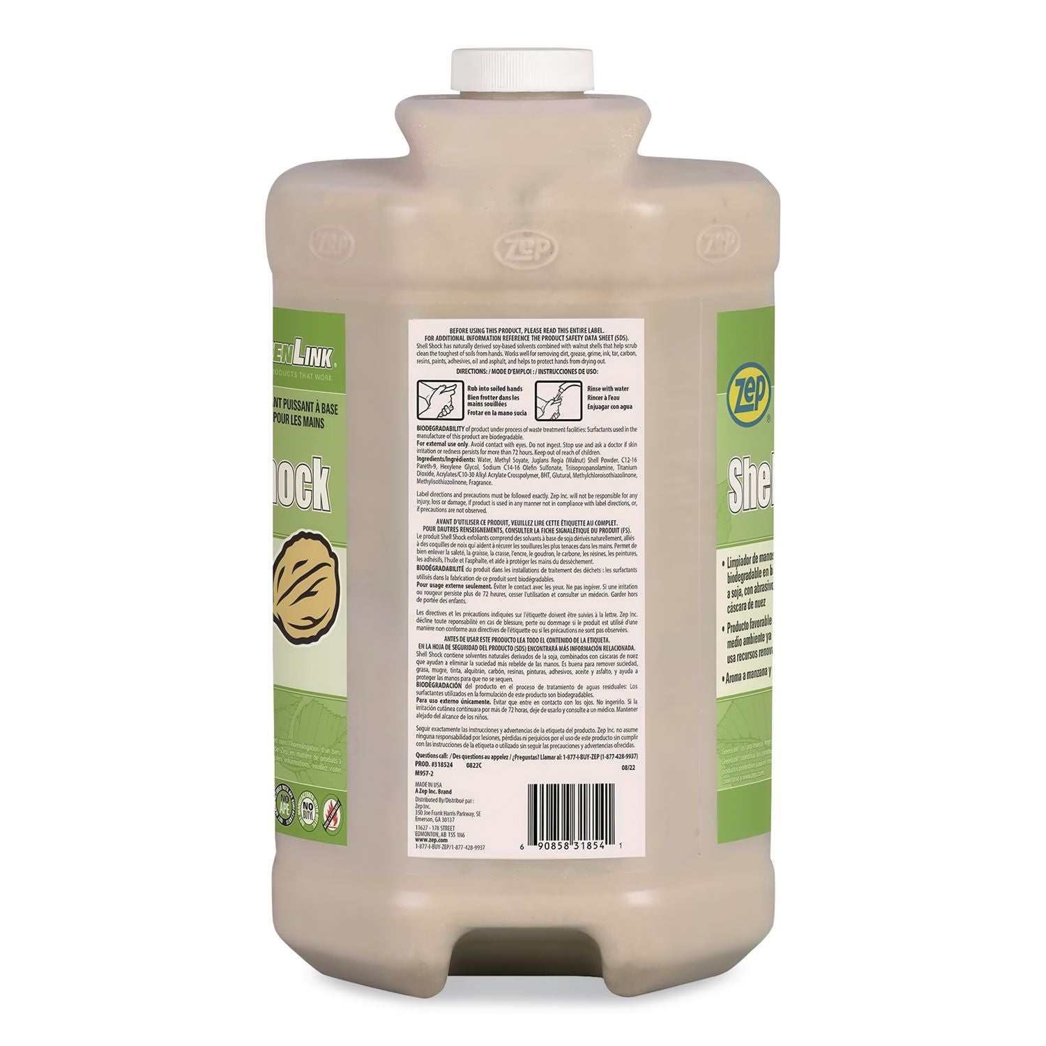Shell Shock Heavy Duty Soy-Based Hand Cleaner, Cinnamon, 1 gal Bottle, 4/Carton