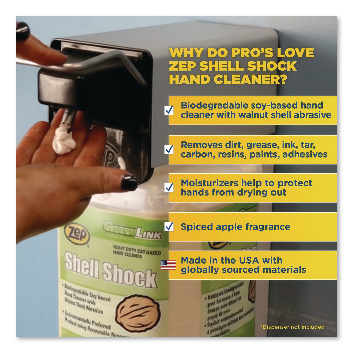 Shell Shock Heavy Duty Soy-Based Hand Cleaner, Cinnamon, 1 gal Bottle