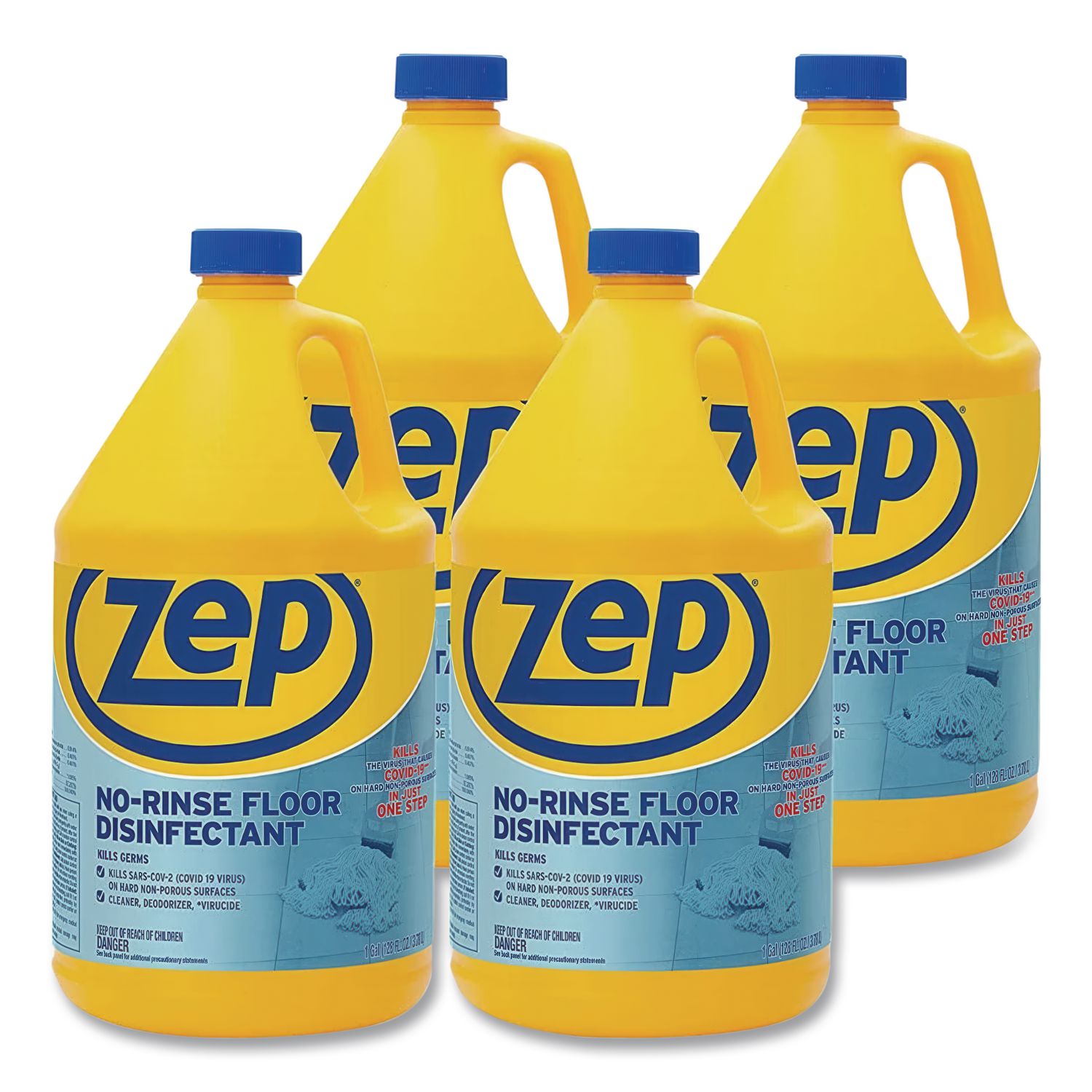 No-Rinse Floor Disinfectant, Pleasant Scent, 1 gal, 4/Carton