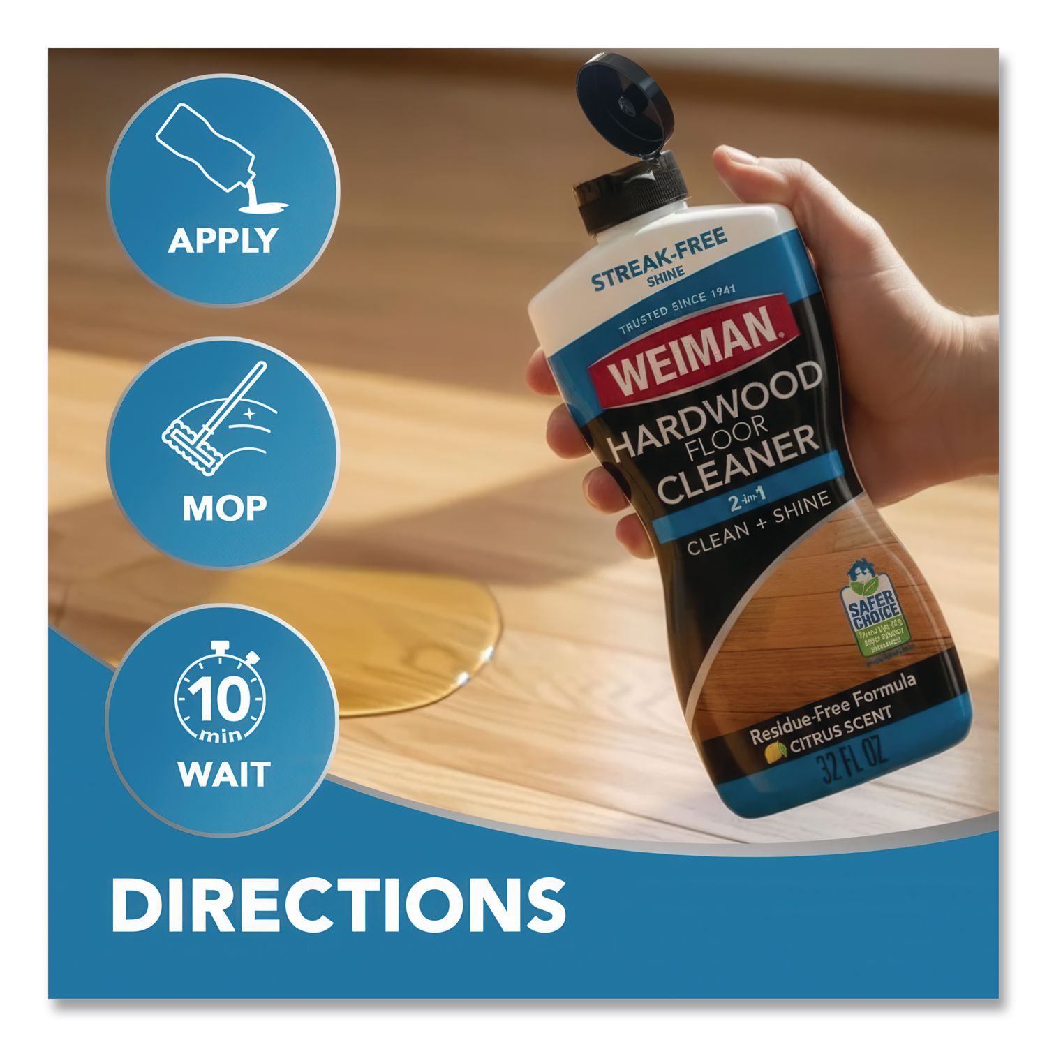 Hardwood Floor Cleaner, 32 oz Squeeze Bottle