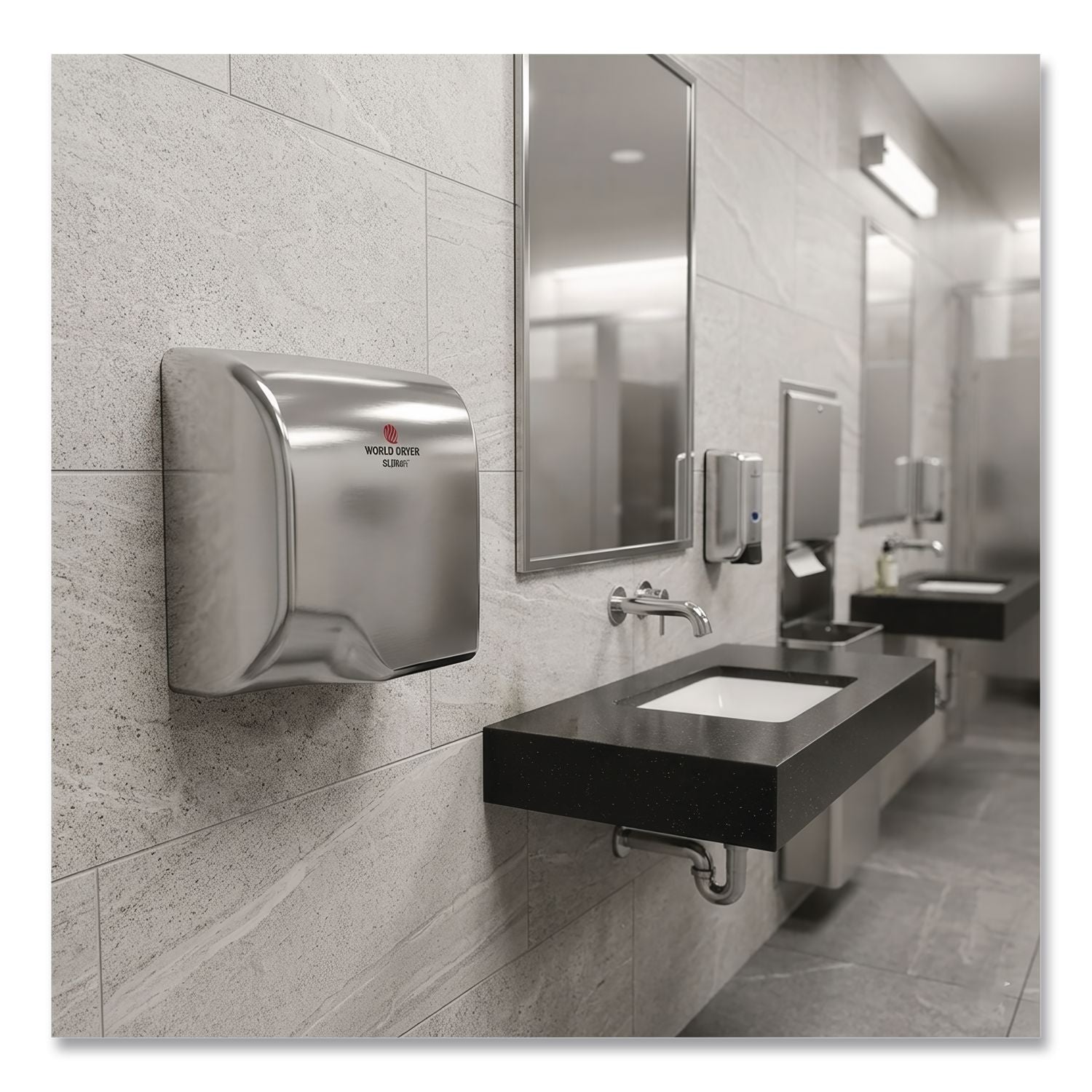 SLIMdri Hand Dryer, 110-240 V, 13.87 x 13 x 7, Brushed Stainless Steel