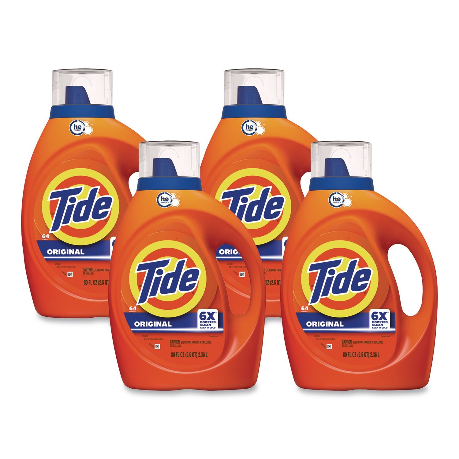 HE Laundry Detergent, Original Scent, Liquid, 64 Loads, 84 oz Bottle, 4/Carton