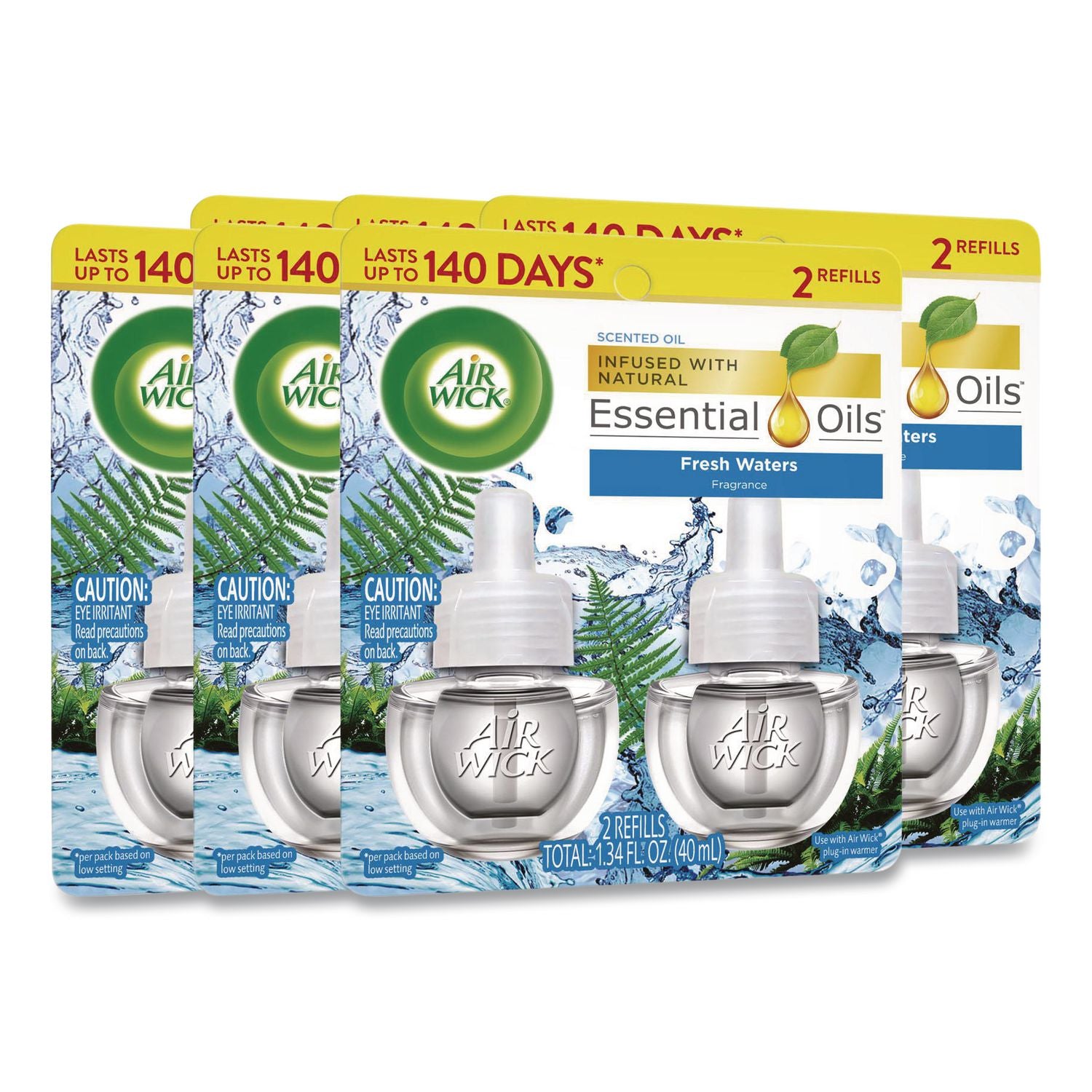 Scented Oil Refill, Fresh Waters, .67oz, 2/Pack, Sold as 1 Package