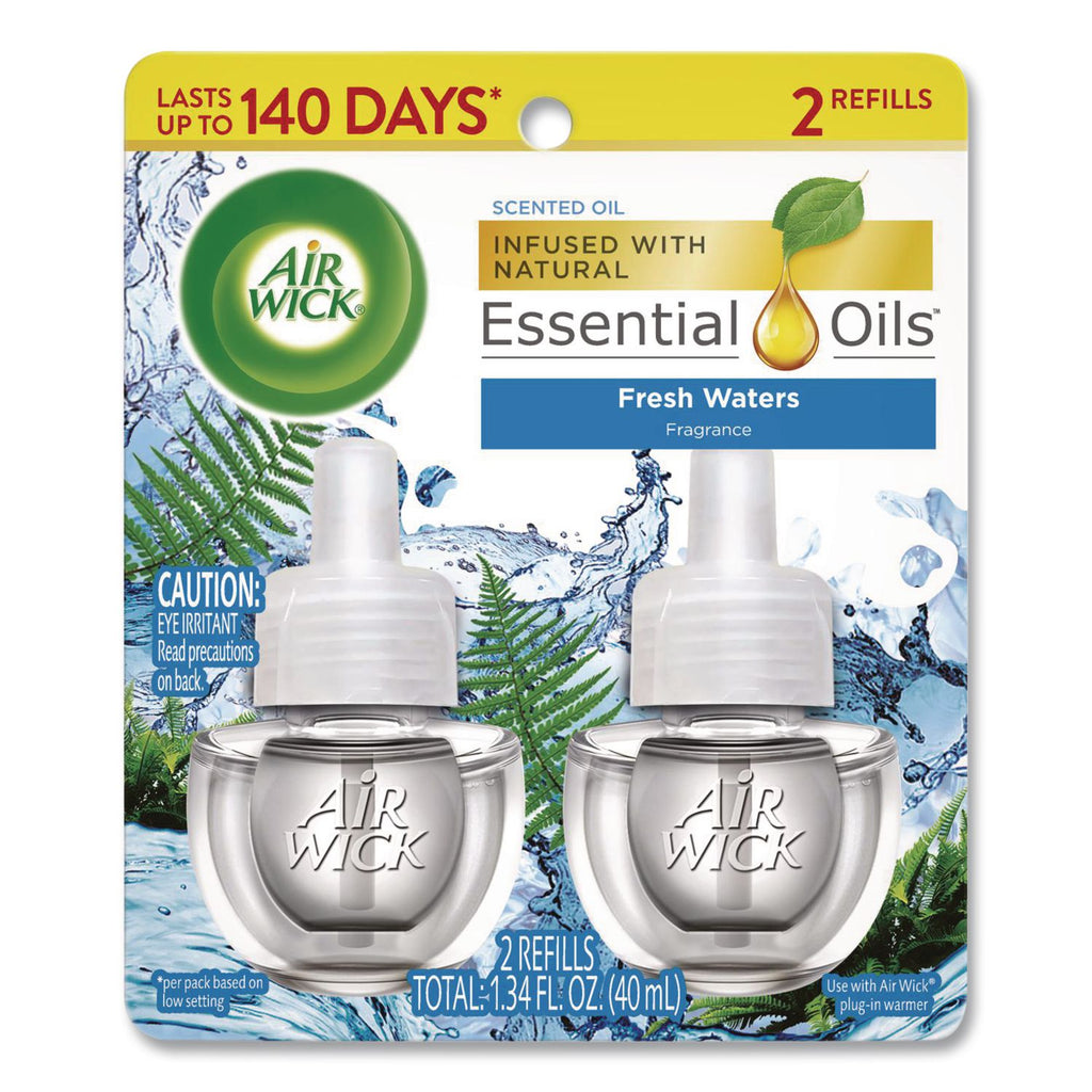Scented Oil Refill, Fresh Waters, .67oz, 2/Pack, Sold as 1 Package