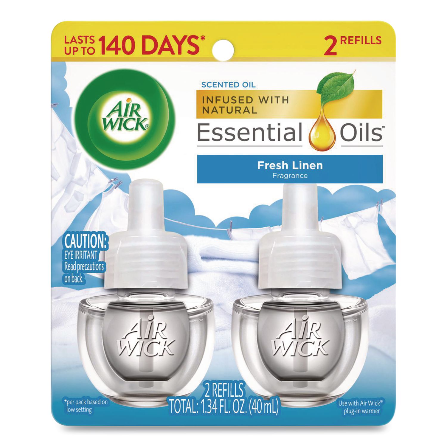 Scented Oil Twin Refill, Fresh Linen, 0.67 oz, 2/Pack, 6/Carton