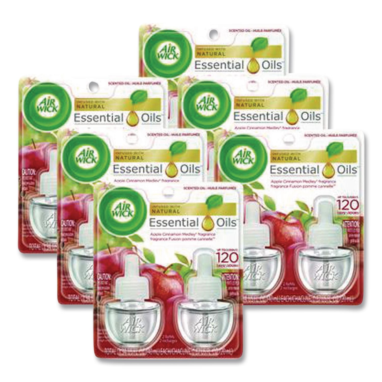 Scented Oil Refill, 0.67 oz, Apple Cinnamon Medley, 2/Pack, 6 Packs/Carton